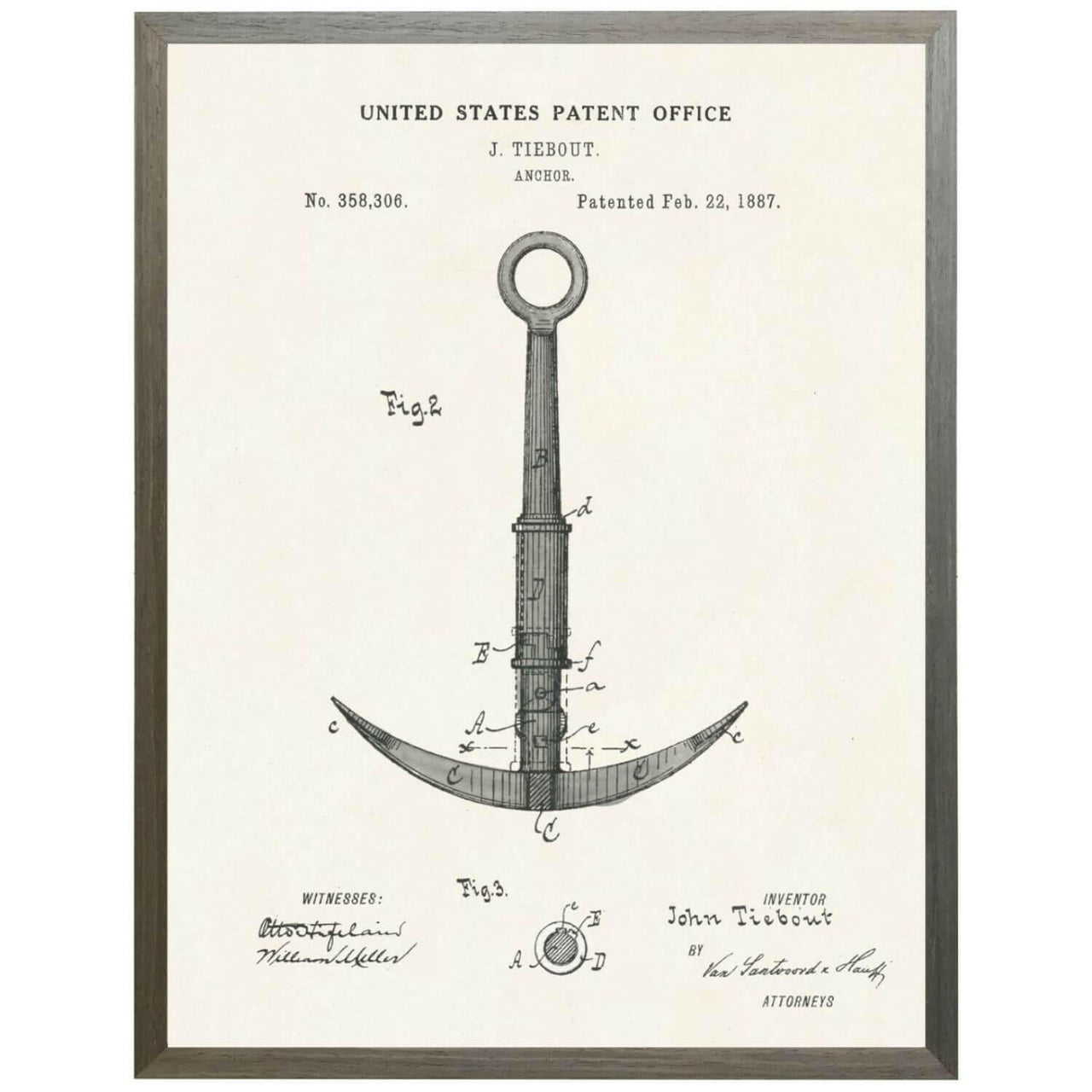 Anchor Patent Artwork, Barnwood Frame