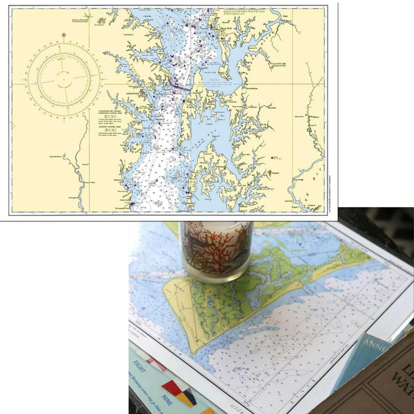 Nautical Chart Placemats, Locations in Maryland