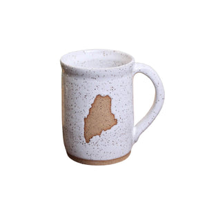 Artisan State Mug, White Ceramic Mug Featuring Maine Outline, 4.5" Tall, Coastal Mug
