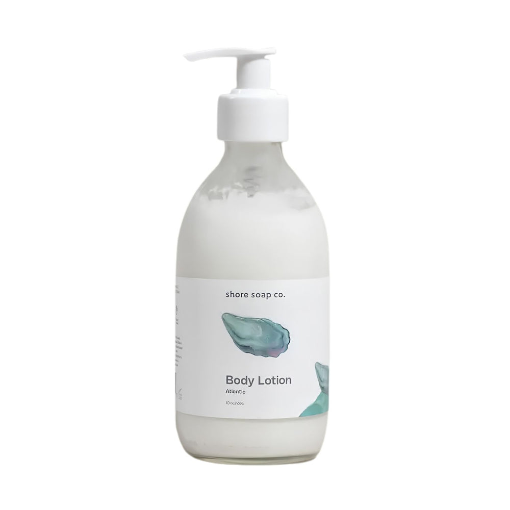 Atlantic Body Lotion with White Pump and Coastal Oyster Shell Label