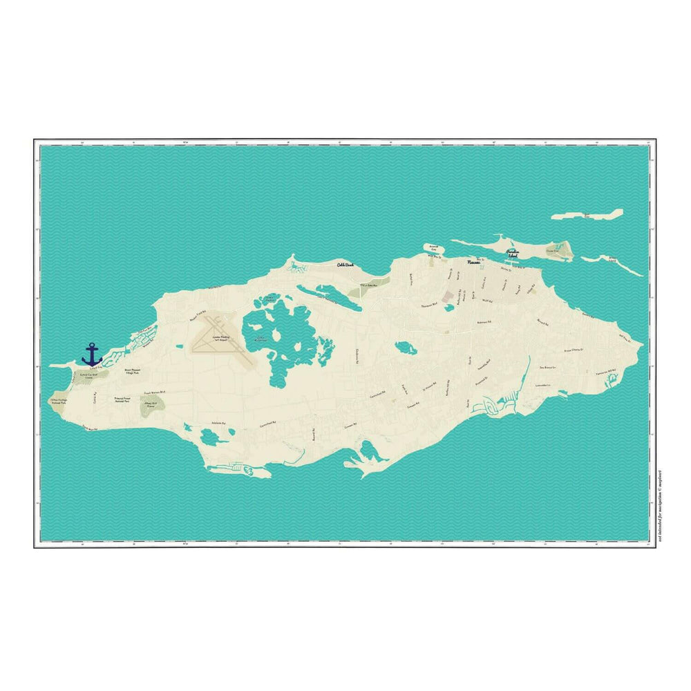 Nautical Chart Placemats, Locations in Bahamas