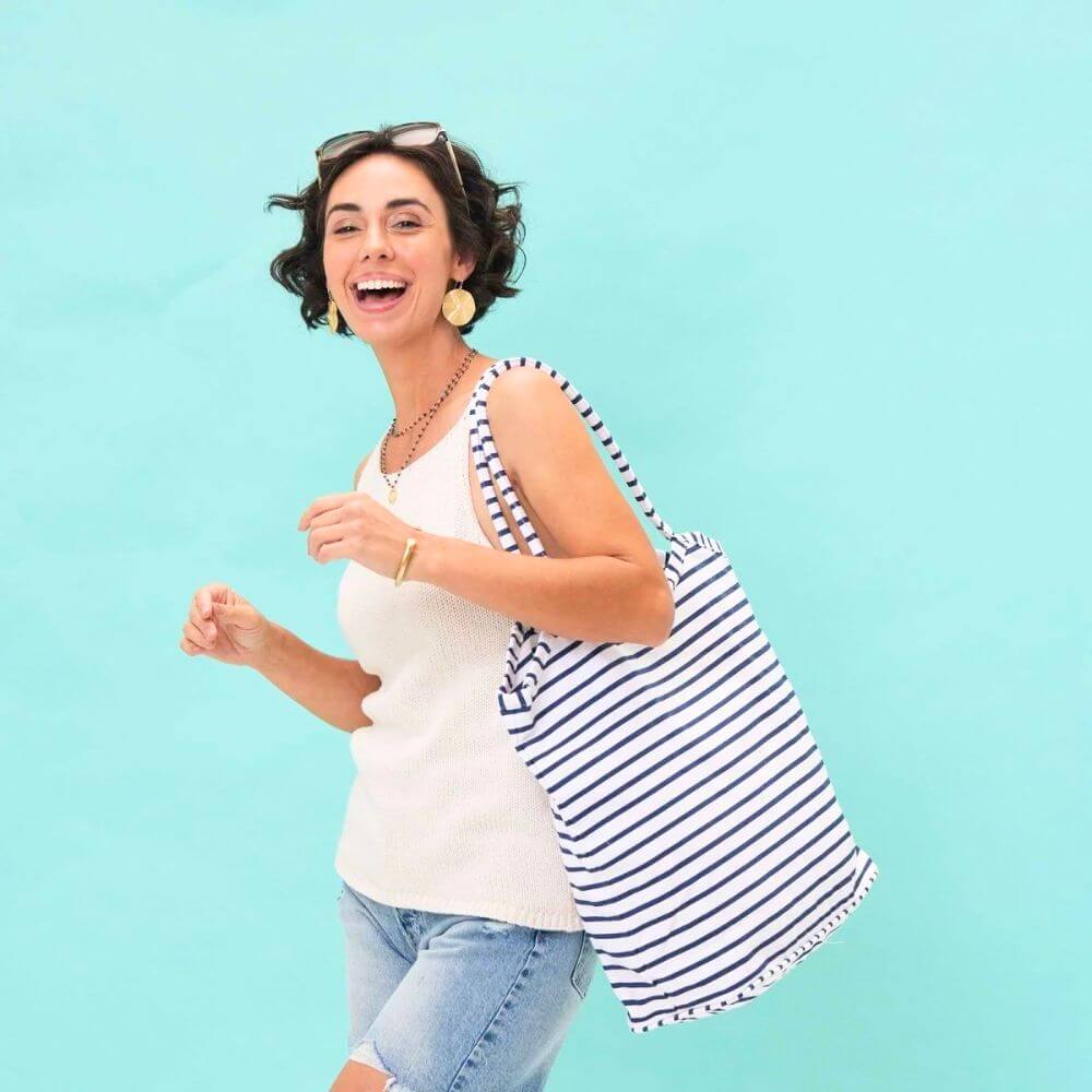 Bateau Navy Stripe Bucket Bag