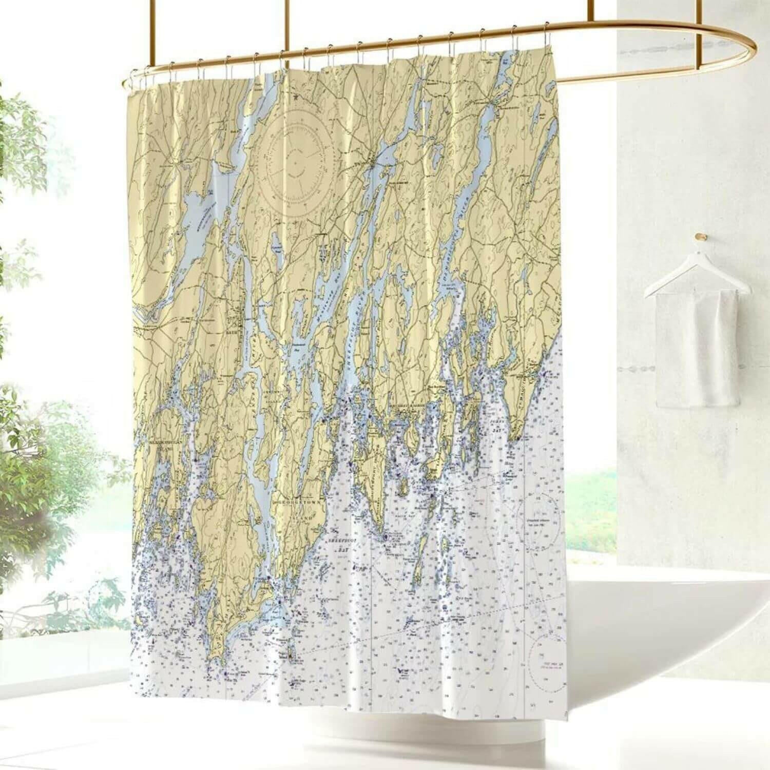 Amelia buying Island, Talbot Island, Atlantic Beach, FL Nautical Chart Shower Curtain / Made to Order