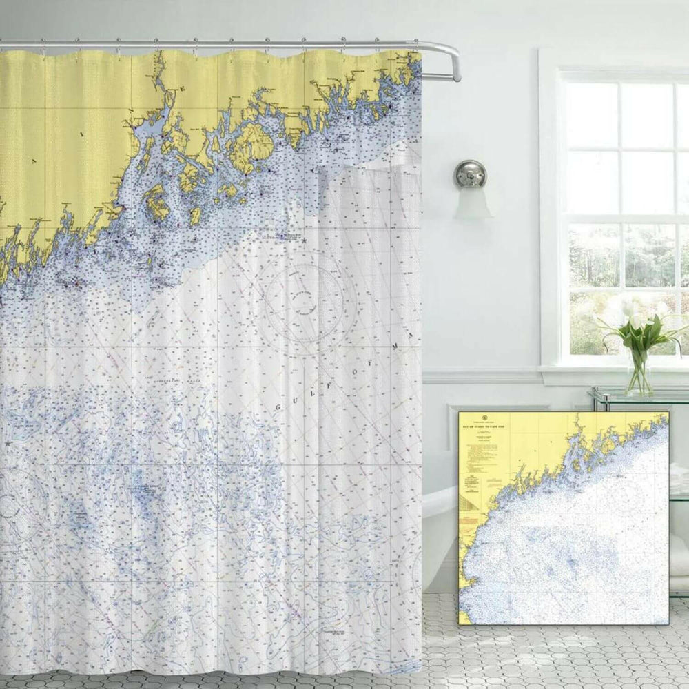 Nautical Chart Curtains, Locations in Maine