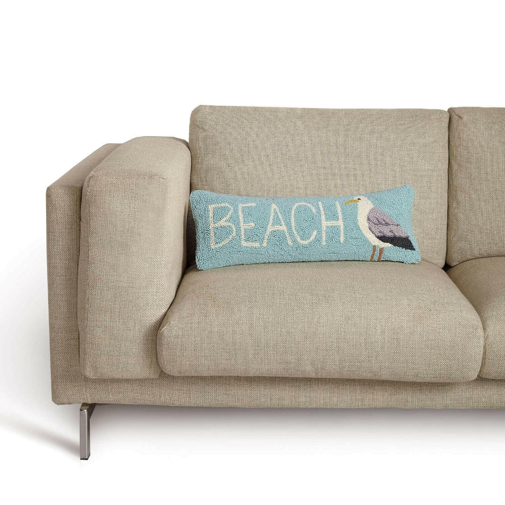 Coastal Pillows a& Throws, Beach And Seagull Hook Accent Pillow, 8" x 24"