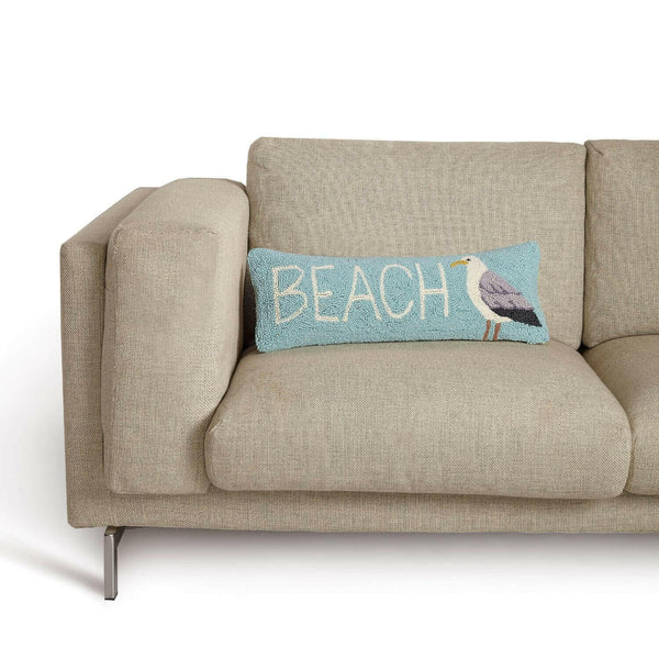 Coastal Pillows a& Throws, Beach And Seagull Hook Accent Pillow, 8" x 24"