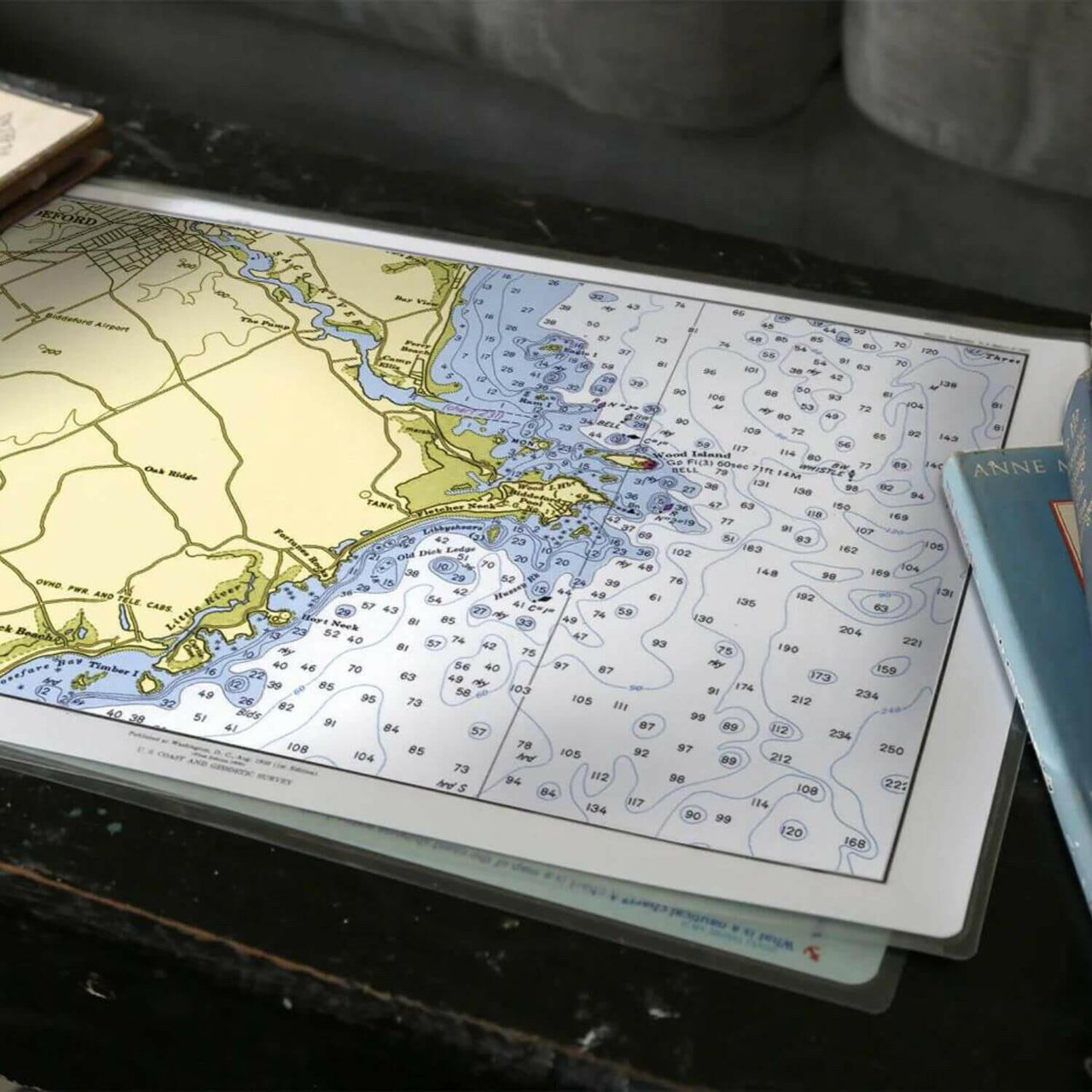 Nautical Chart Placemats, Locations in Maine