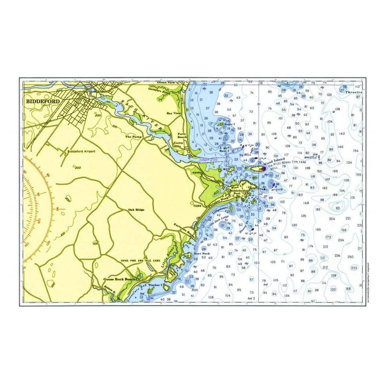 Nautical Chart Placemats, Locations in Maine