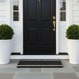 Black with Light Tan Tailored Stripes Lobster Rope™ Doormat, Wicked Good Doormats