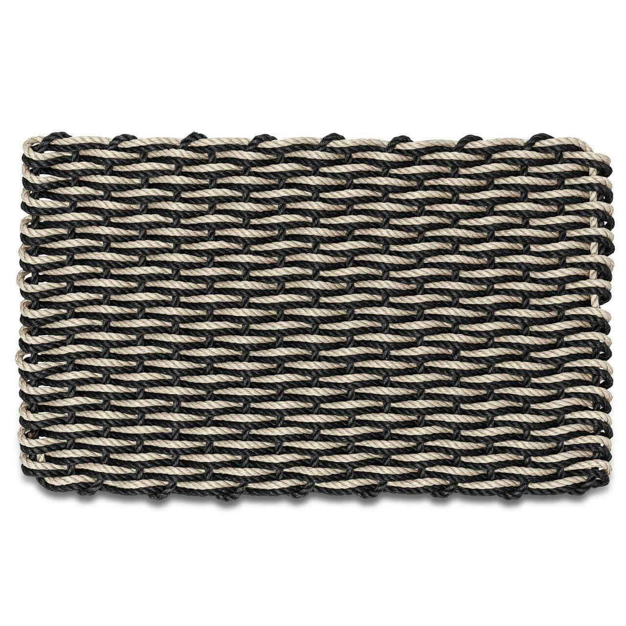 Lobster Rope Doormats, Outdoor Door Mats, Wicked Good Door Mats Made in Maine, Black & Dark Tan Double Weave