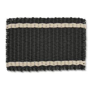 Lobster Rope Doormats, Outside Doormat for Front Door in Black with Light Tan Tailored Stripes