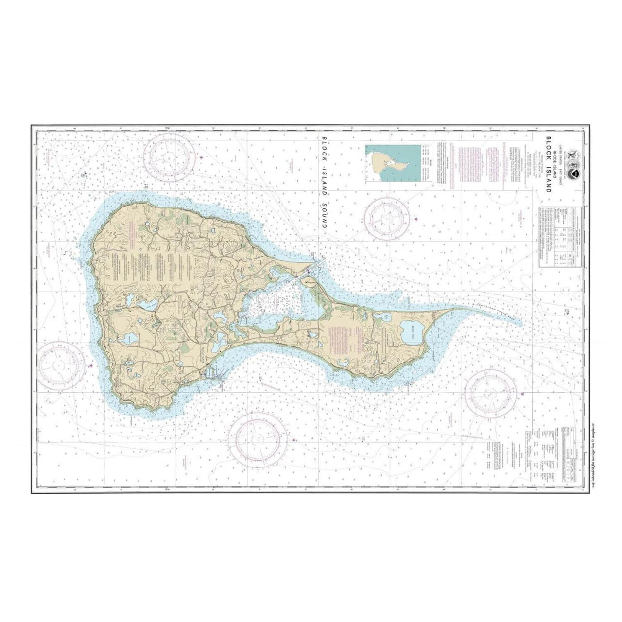 Nautical Chart Placemats, Locations in Rhode Island