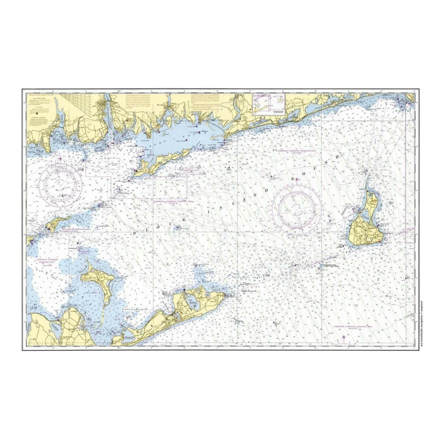 Nautical Chart Placemats, Locations in Rhode Island New England