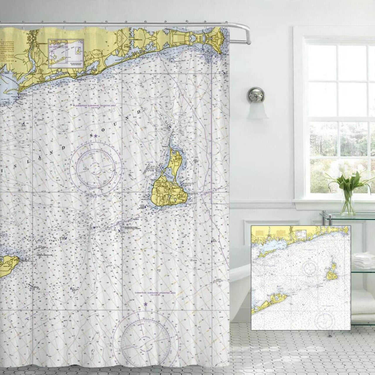 Nautical Chart Curtains, Locations in Rhode Island