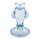 Ocean-themed blue fish candle holder for taper candles, ideal for coastal, seaside, or nautical home décor displays.