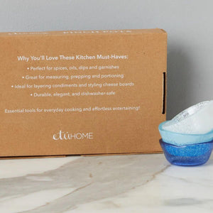 Dishwasher safe Blue Tones Glass Pinch Pots, Set of 6