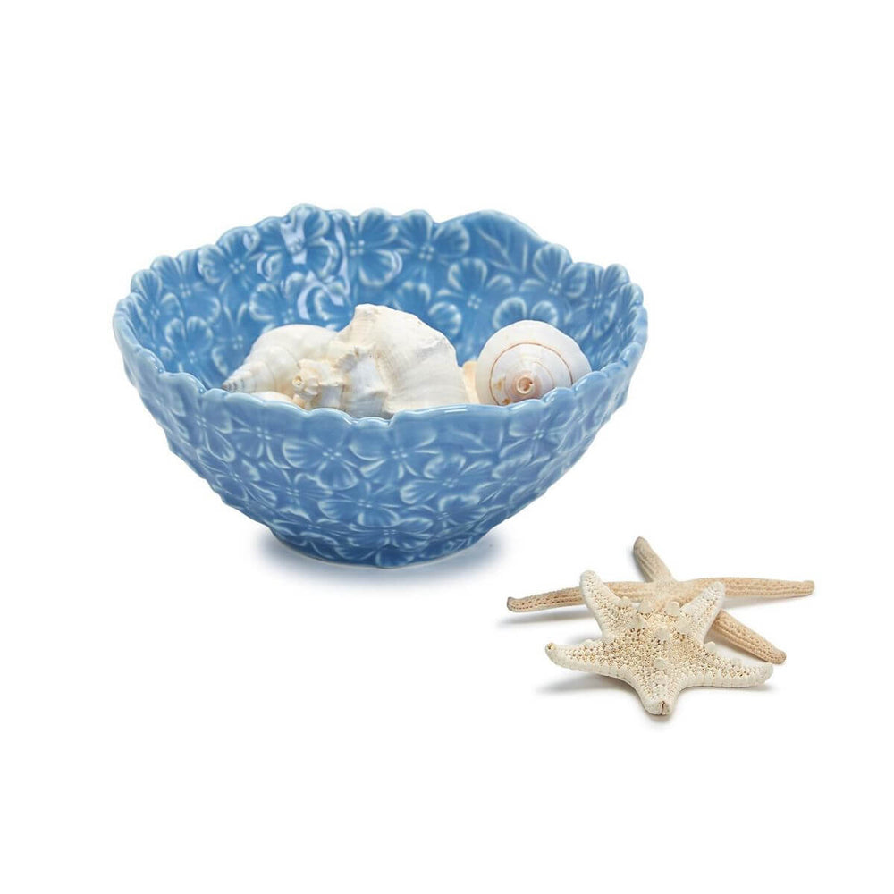 Porcelain tidbit bowls with blue hydrangea design, durable and dishwasher safe kitchenware set