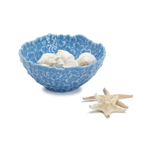 Blue hydrangea porcelain tidbit bowl for coastal home décor or serving snacks