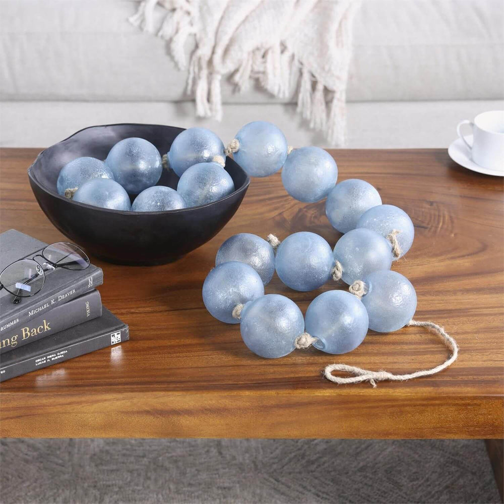 Extra Long Frosted Glass Garland, 91" in Soft Blue