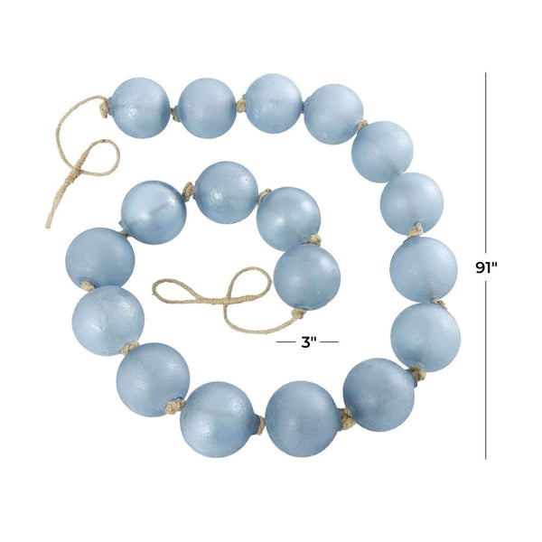 Extra Long Frosted Glass Garland, 91" in Soft Blue