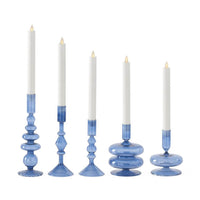 Thumbnail for Coastal Home Decor, Blue Glass Taper Candleholders, Set of 5