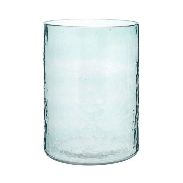 Medium blue hammered glass candle holder cylinder