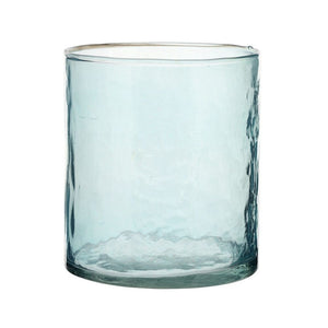 Small blue textured glass candle holder