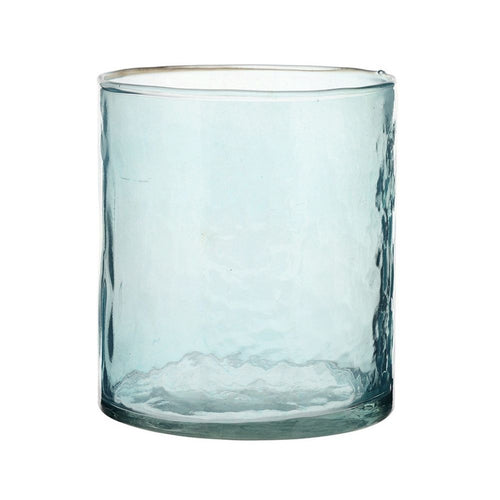 Small blue textured glass candle holder