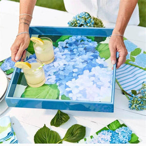 Blue Hydrangea Square Tray, 15"