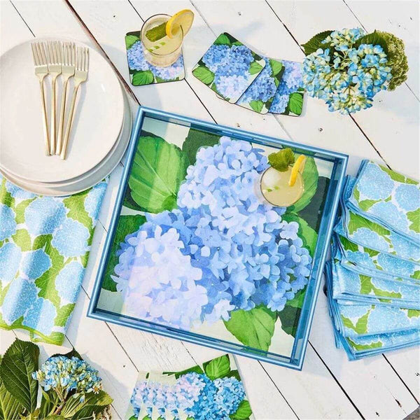 Blue Hydrangea Square Tray, 15"