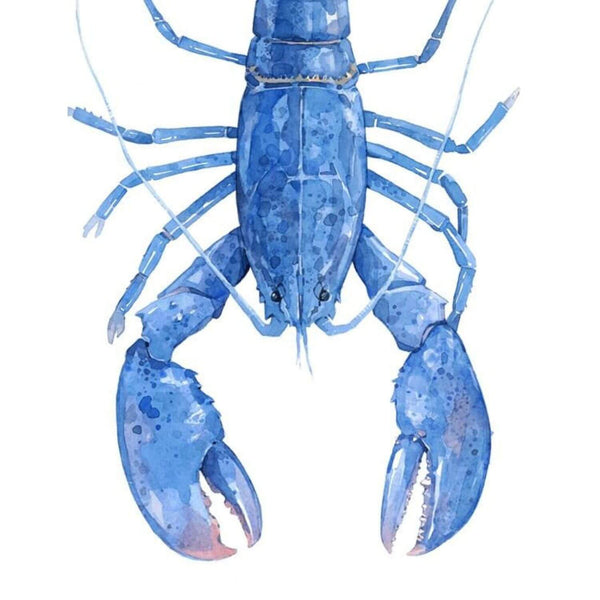 Blue Lobster Watercolor Print, Nautical New England Wall Art, 8 x 10