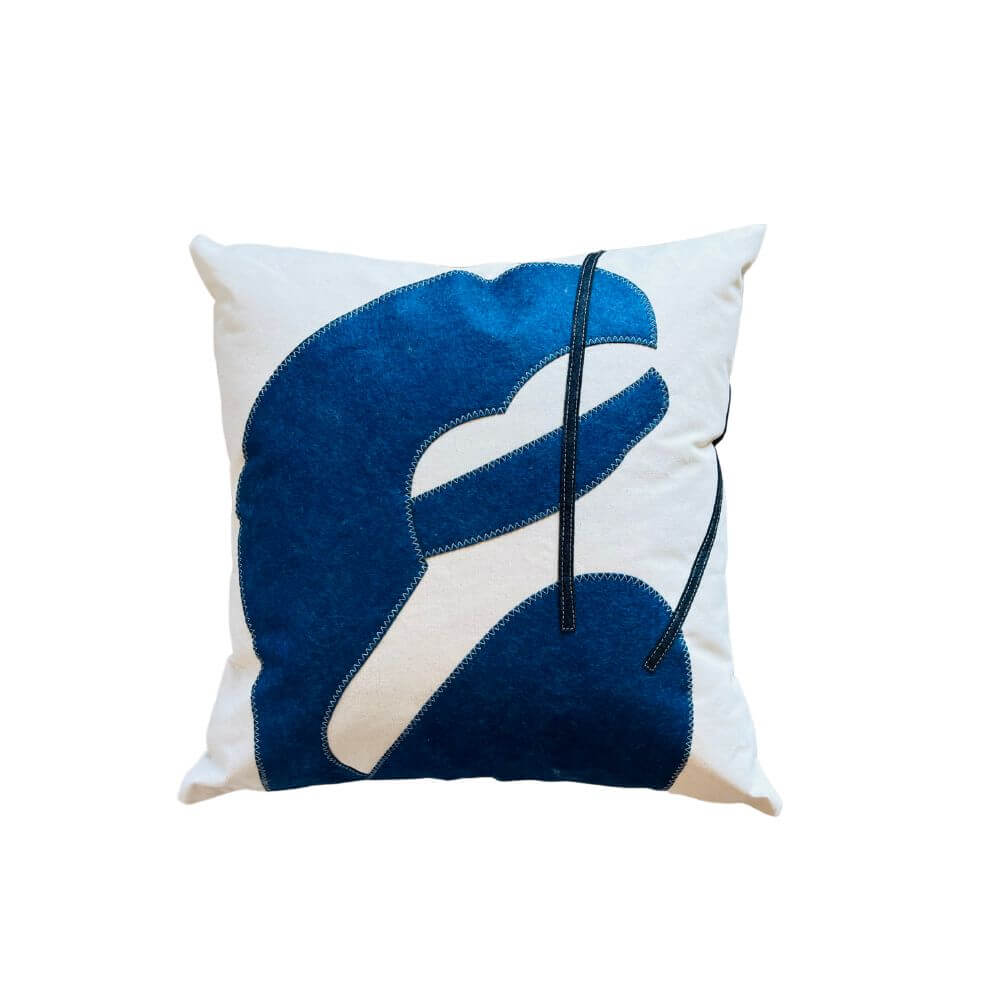 Blue Lobster with Claw Pillow, 21", Handstitched, Heavyweight Cotton Canvas