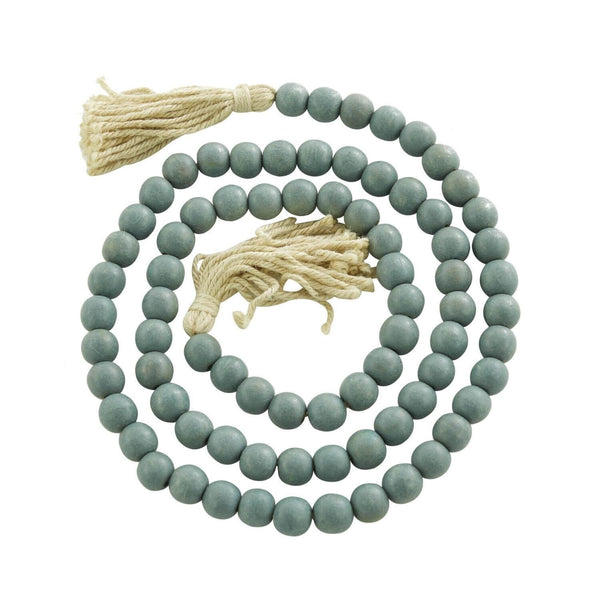Ocean Teal Mango Wood Beaded Garland, 81”