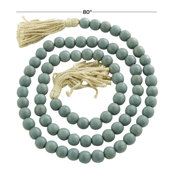 Ocean Teal Mango Wood Beaded Garland, 81”