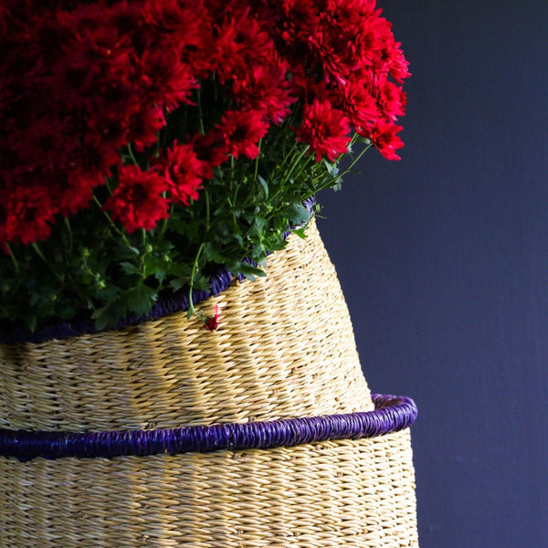 Indigo Rim Artisan Basket Trio Set