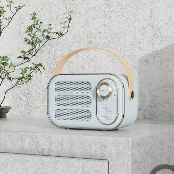 Blue Retro Wireless Speaker, 4" x 3"