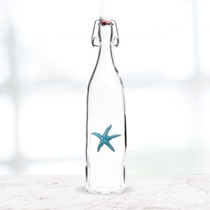 Coastal Jeweled Blue Starfish Swing Top Bottle