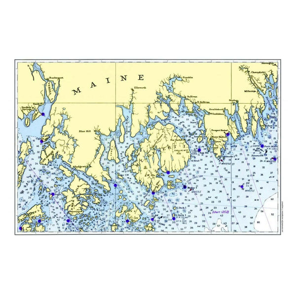 Nautical Chart Placemats, Locations in Maine