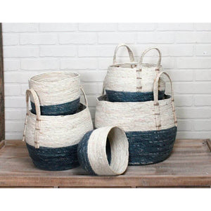 Blue & White Coastal Rope Basket