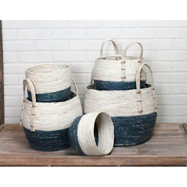 Blue & White Coastal Rope Basket
