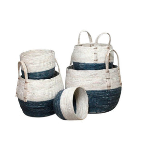 Blue & White Coastal Rope Basket