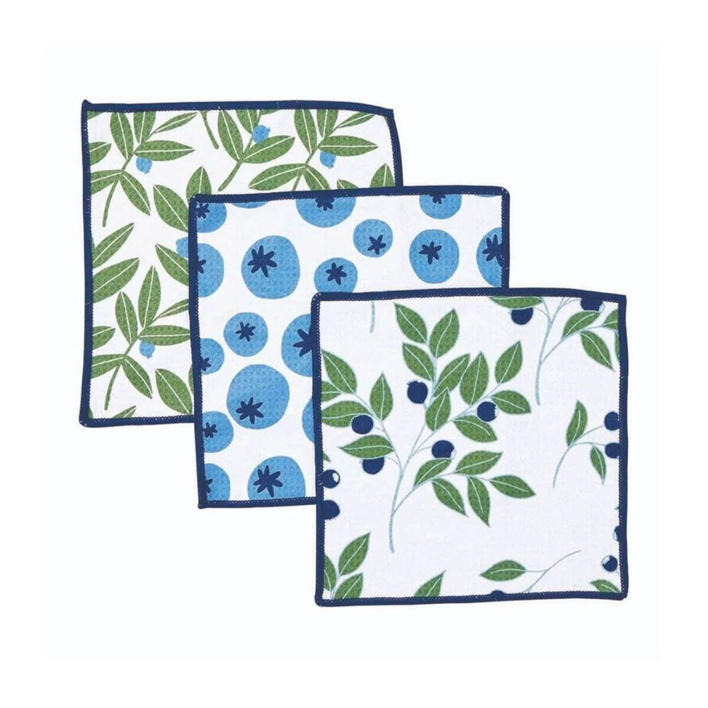 Blueberry Medley Quick Dry Dish Cloth, Set of 3, Ultra-soft and Sustainable Dish Cloth, 10 x 10