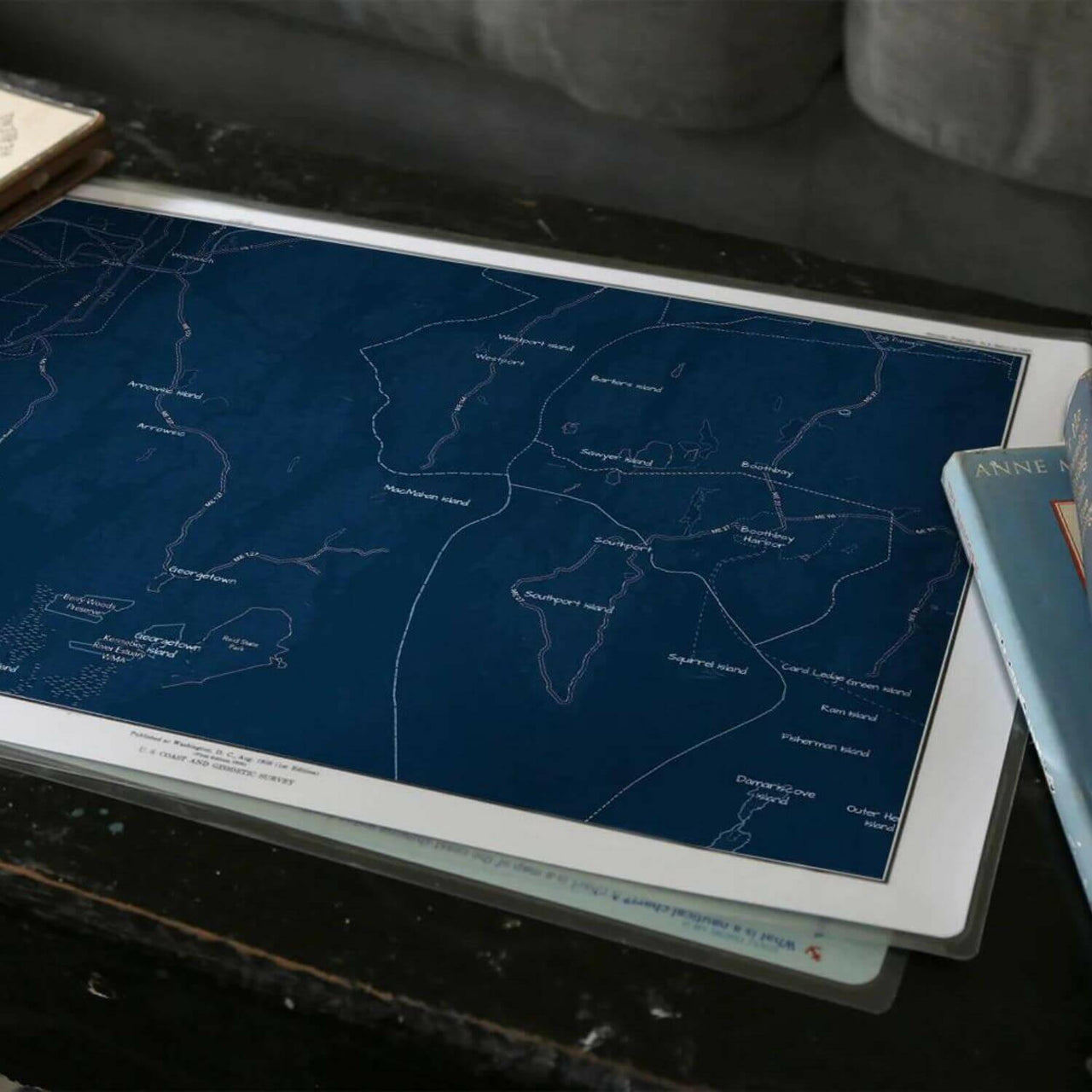 Nautical Chart Placemats, Locations in Maine