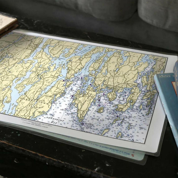 Nautical Chart Placemats, Locations in Maine