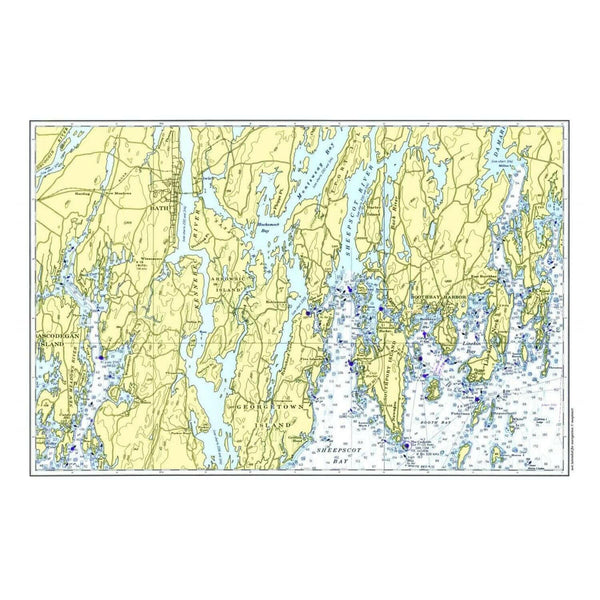 Nautical Chart Placemats, Locations in Maine