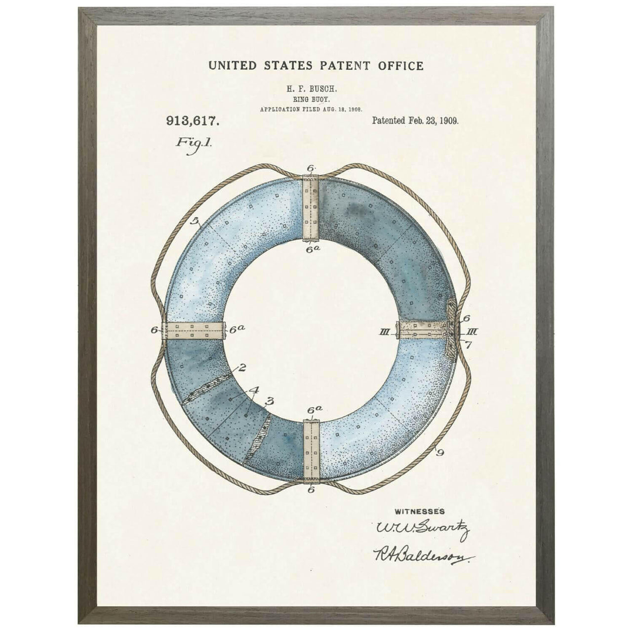 Buoy Patent Artwork, Barnwood Frame