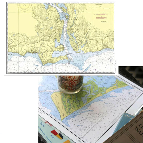 Nautical Chart Placemats, Locations in Connecticut