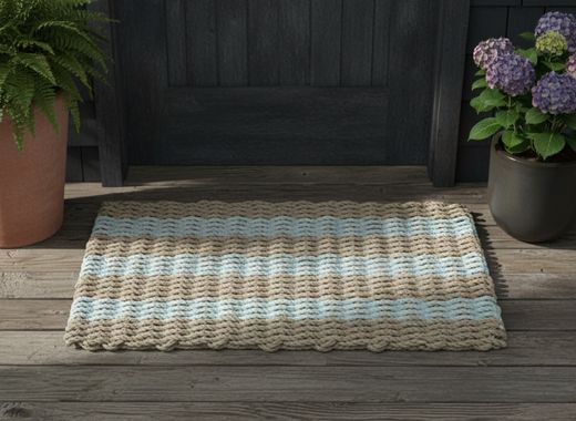 Light Tan & Sand Lobster Rope Doormat | Double Weave Mats | New