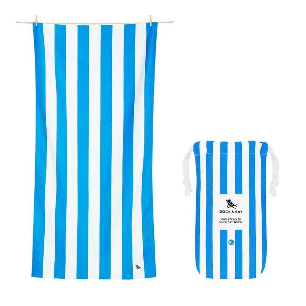 Quick Drying Beach Towel by Dock & Bay USA, Bondi Blue, 78 x 35