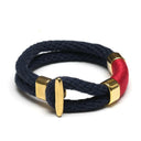 Cotton rope bracelet with gold-plated t-bar clasp and spacer, handmade nautical style